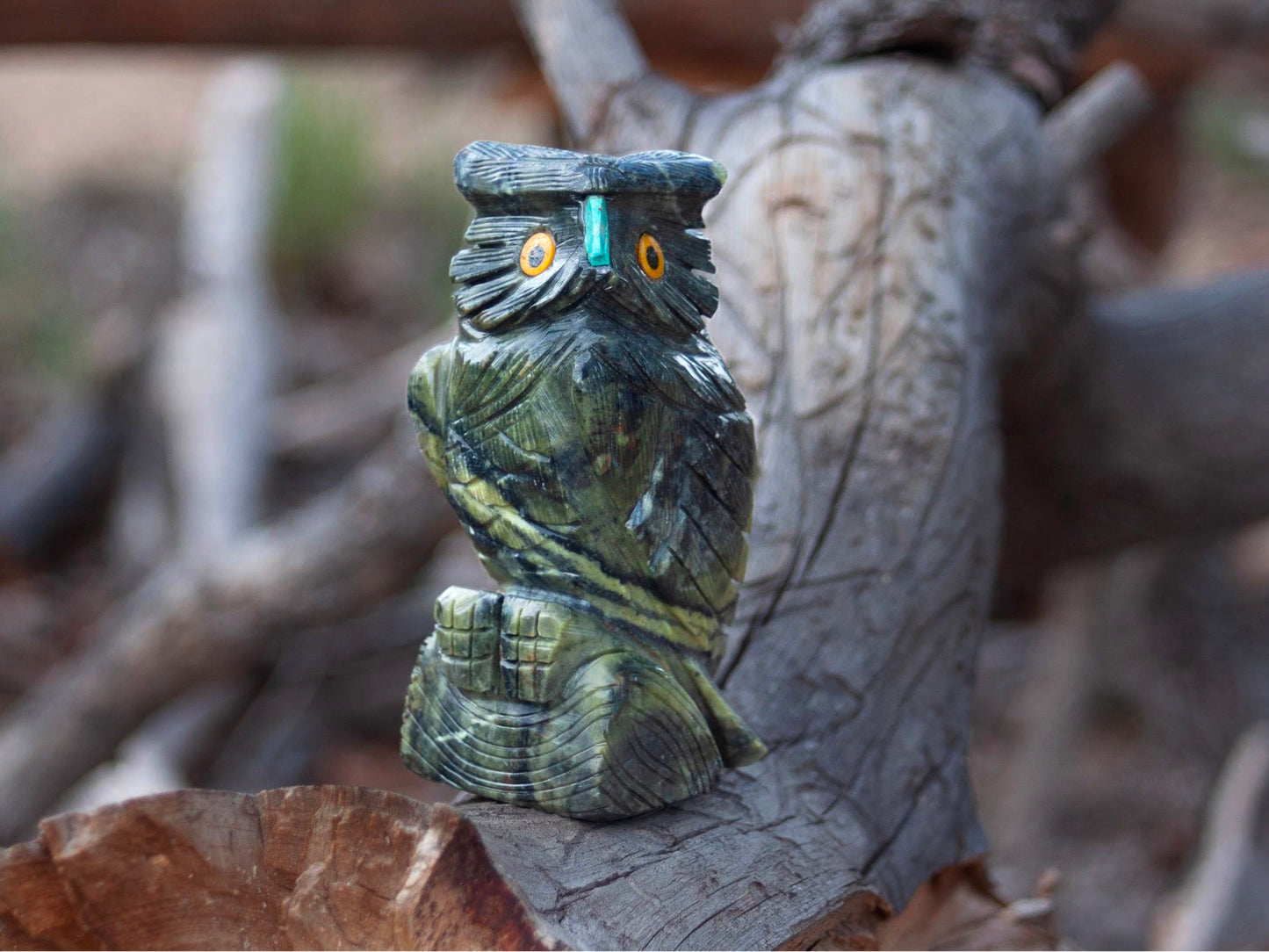 Carved Owl 4 1/4" SOAPSTONE owl (steatite)