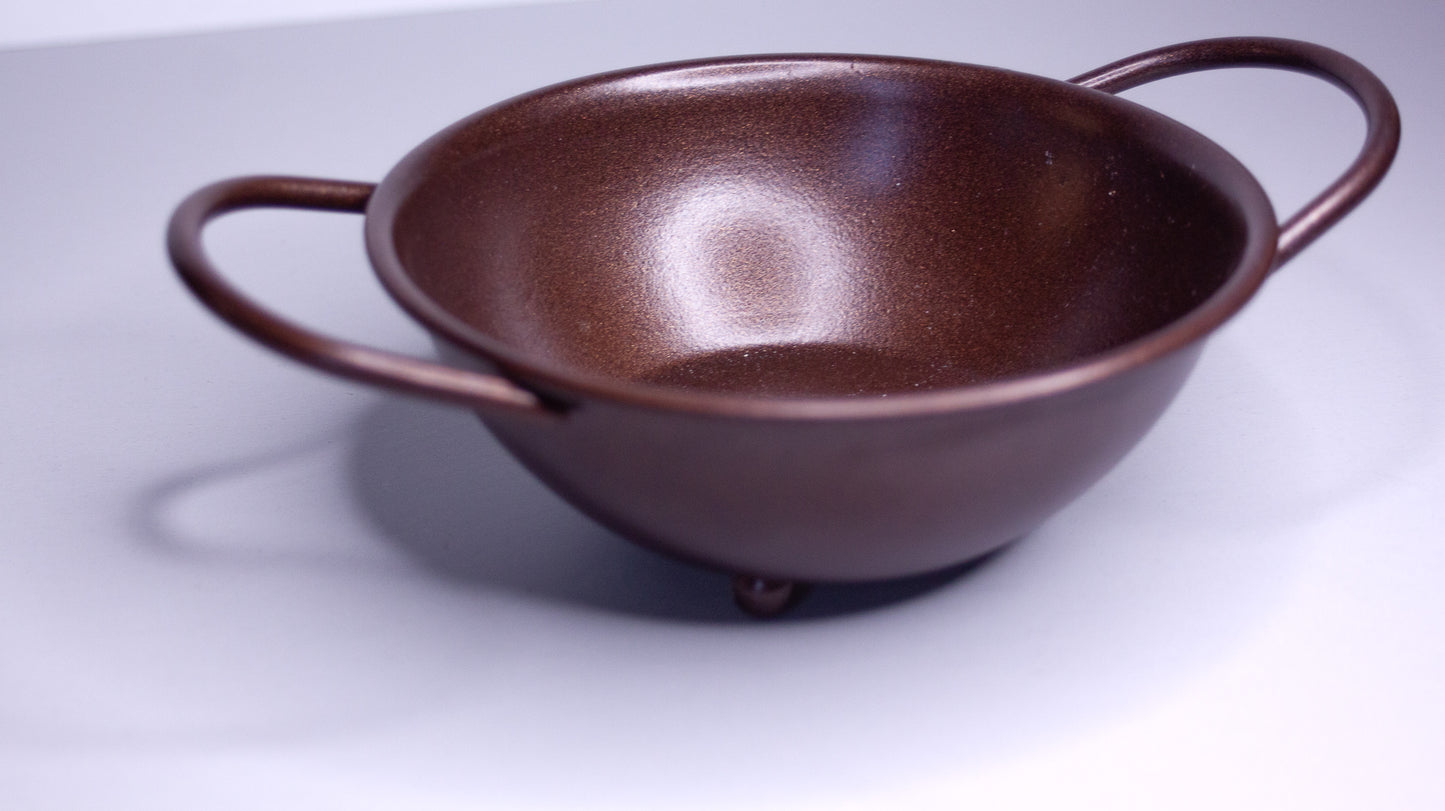 Antique Copper Finish Metal Ritual Bowl with Handles