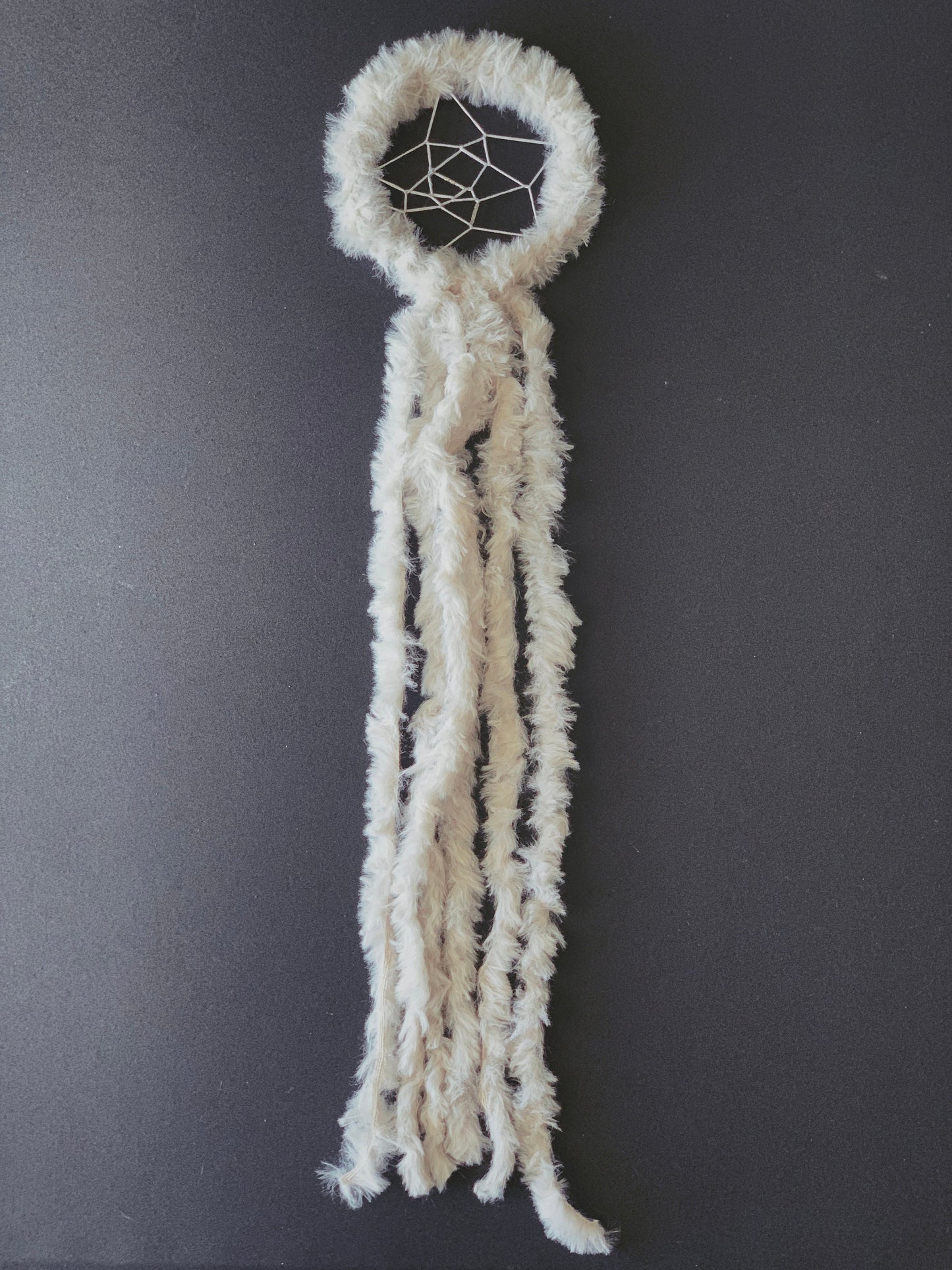 Fluffy Silver Handmade Macrame Dream Catcher