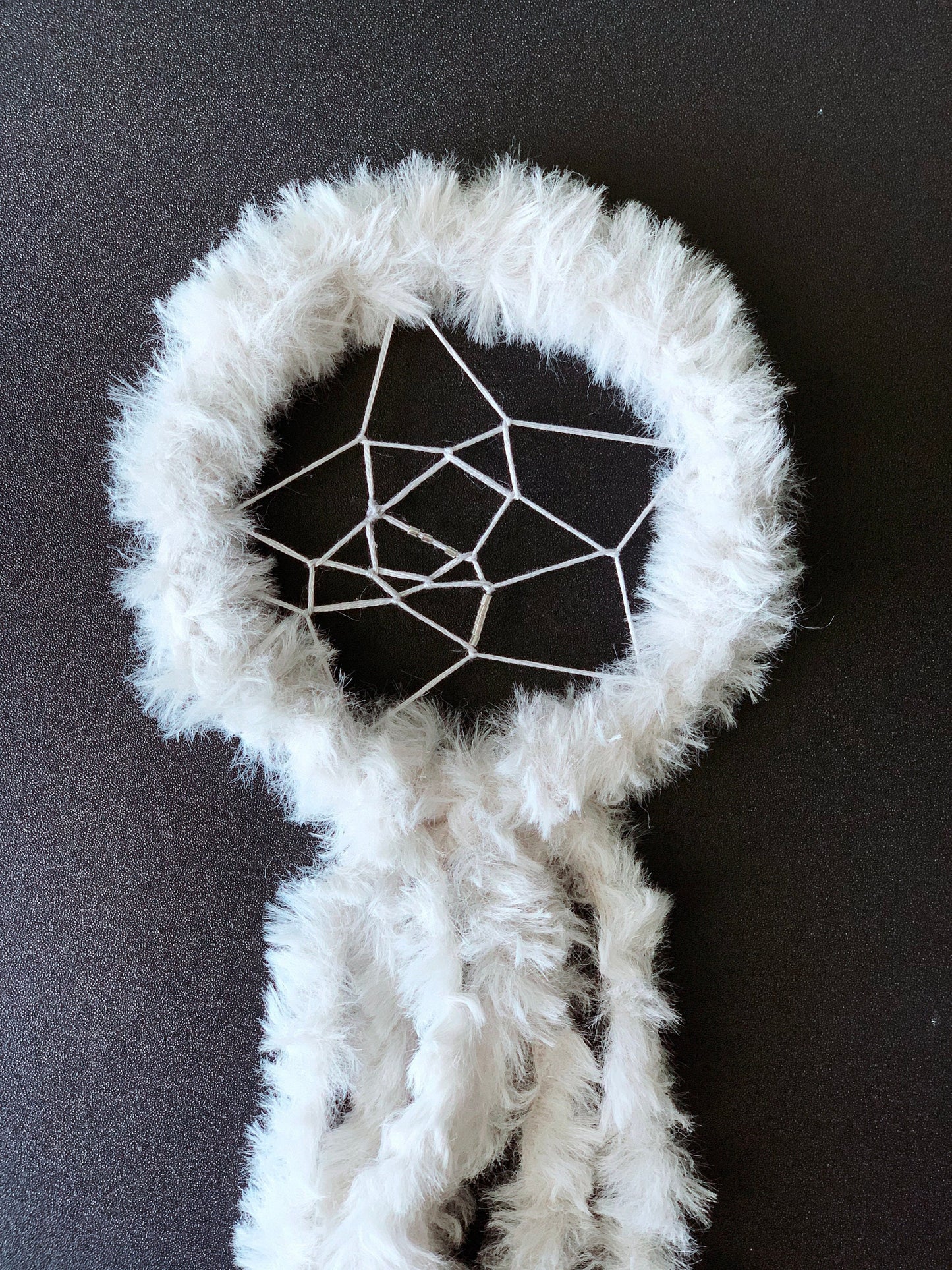 Fluffy Silver Handmade Macrame Dream Catcher