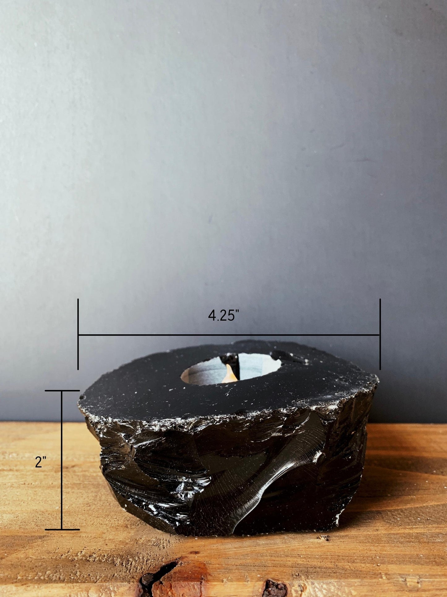 Natural Black Obsidian Candle Holder