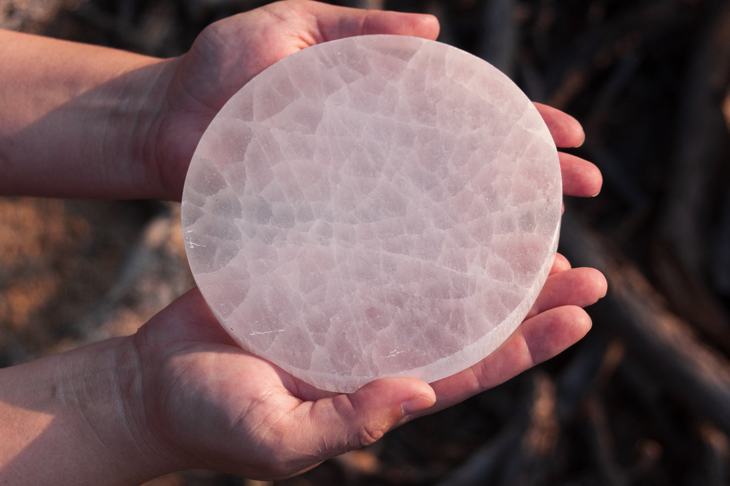 Polished Selenite Round Charging 6" Plate