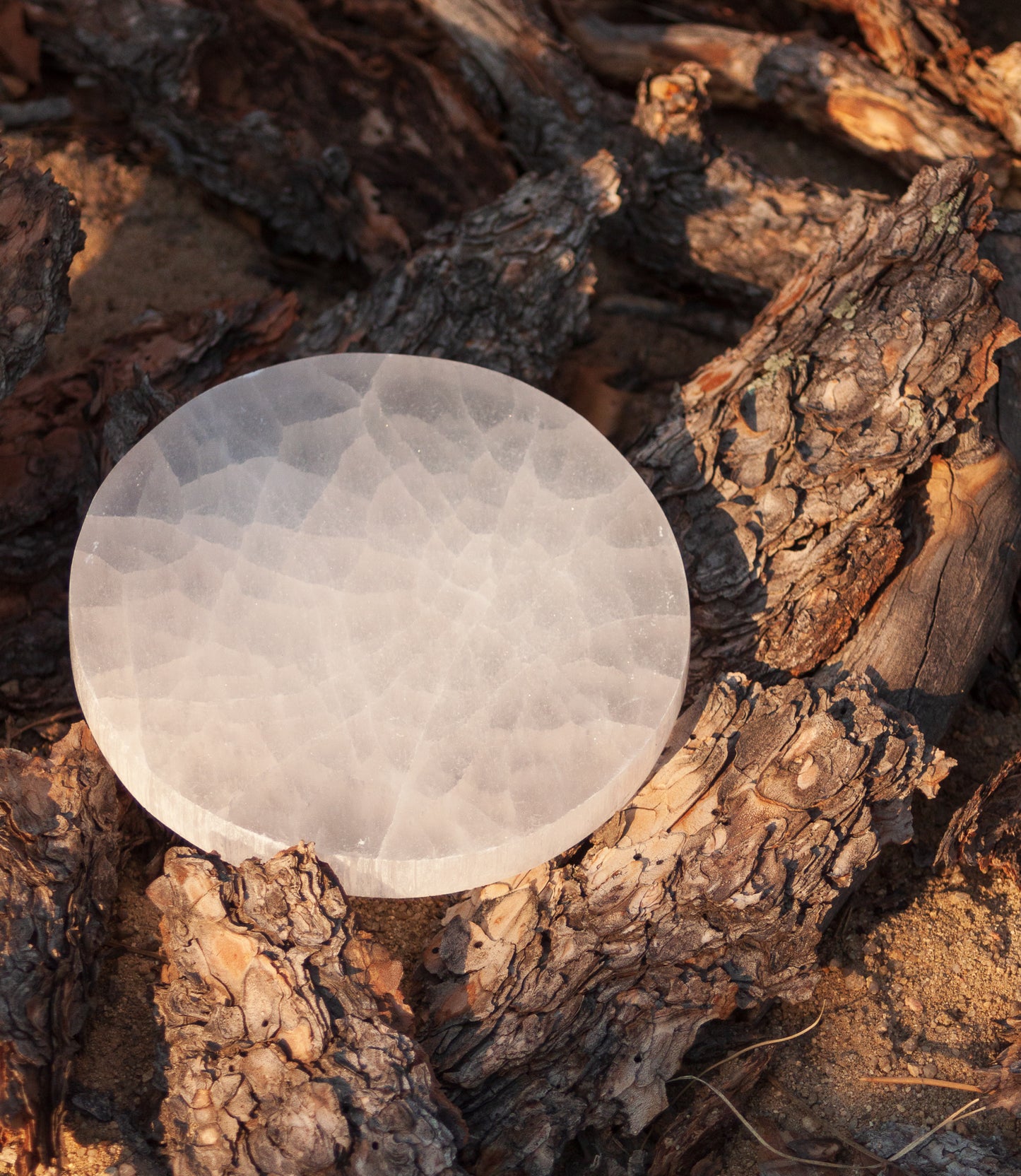 Polished Selenite Round Charging 6" Plate