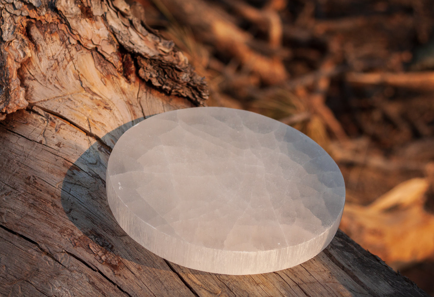 Polished Selenite Round Charging 6" Plate