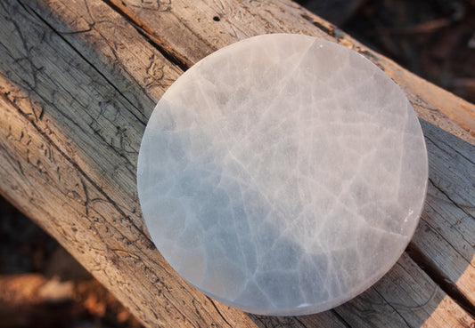 Polished Selenite Round Charging 6" Plate